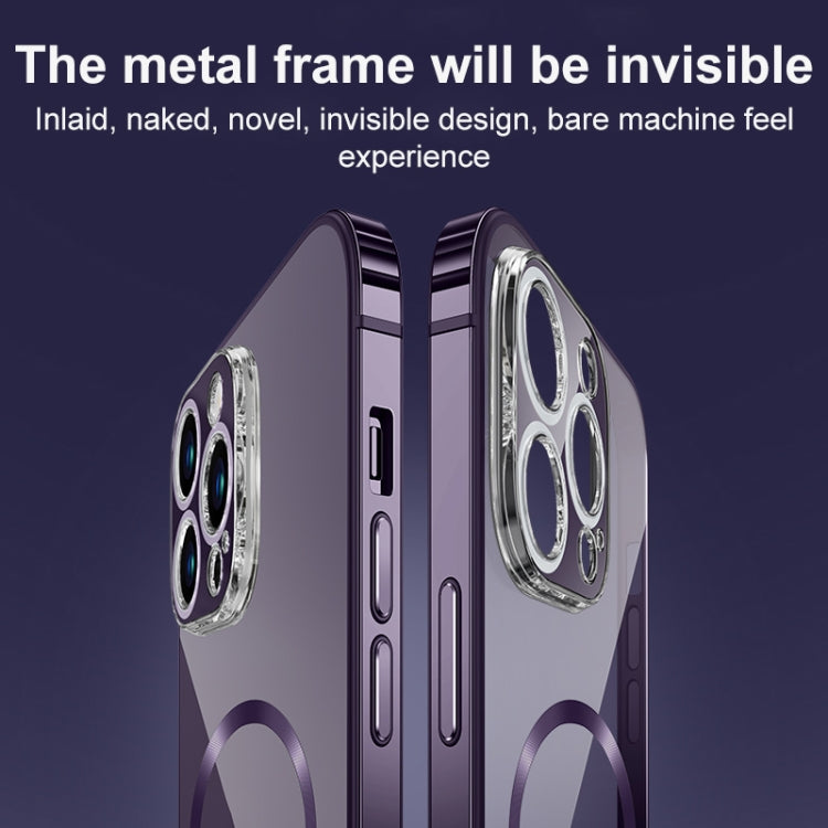 MagSafe Magnetic Stainless Steel Frame Transparent TPU Phone Case, For iPhone 14, For iPhone 14 Pro Max