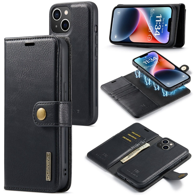 DG.MING Crazy Horse Texture Detachable Magnetic Leather Phone Case, For iPhone 15