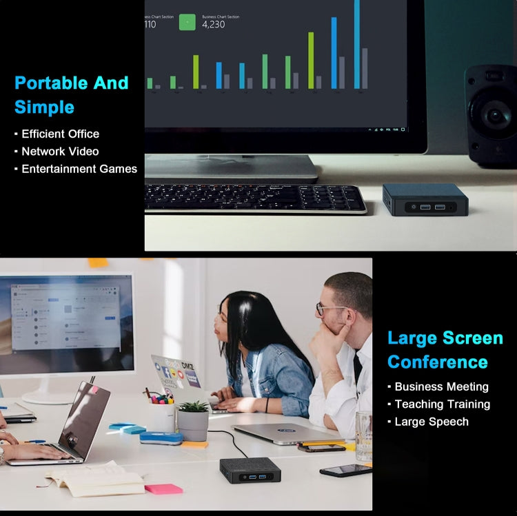 GXMO N42 Windows 11 Intel Gemini Lake N4020C Mini PC NVME SSD WiFi Mini Desktop Computer, 4GB+64GB, 4GB+64GB+256GB