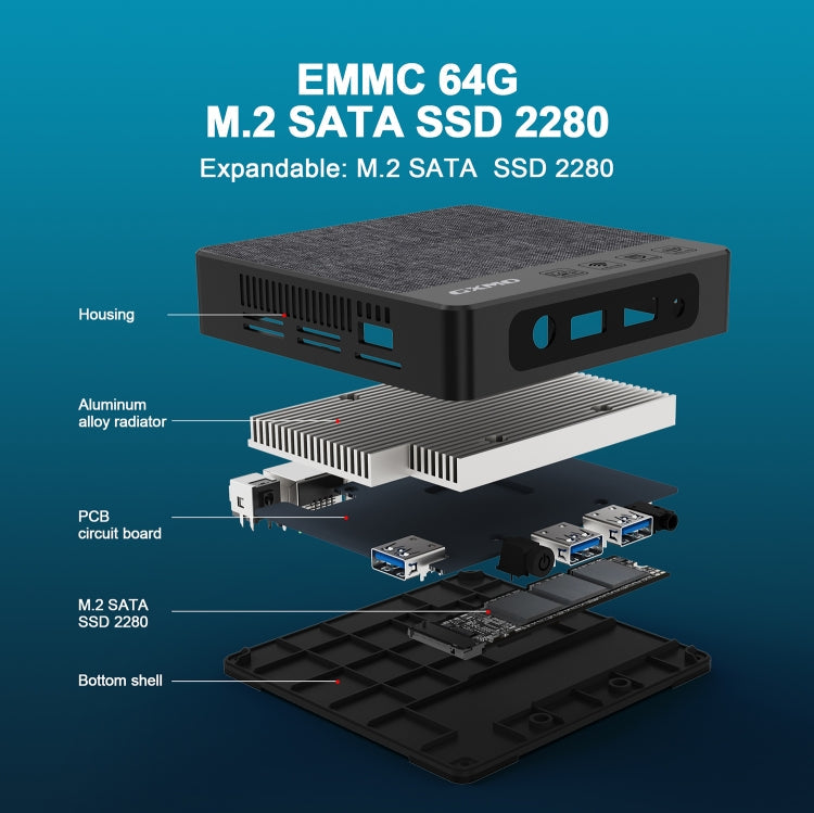 GXMO N42 Windows 11 Intel Gemini Lake N4020C Mini PC NVME SSD WiFi Mini Desktop Computer, 4GB+64GB, 4GB+64GB+256GB