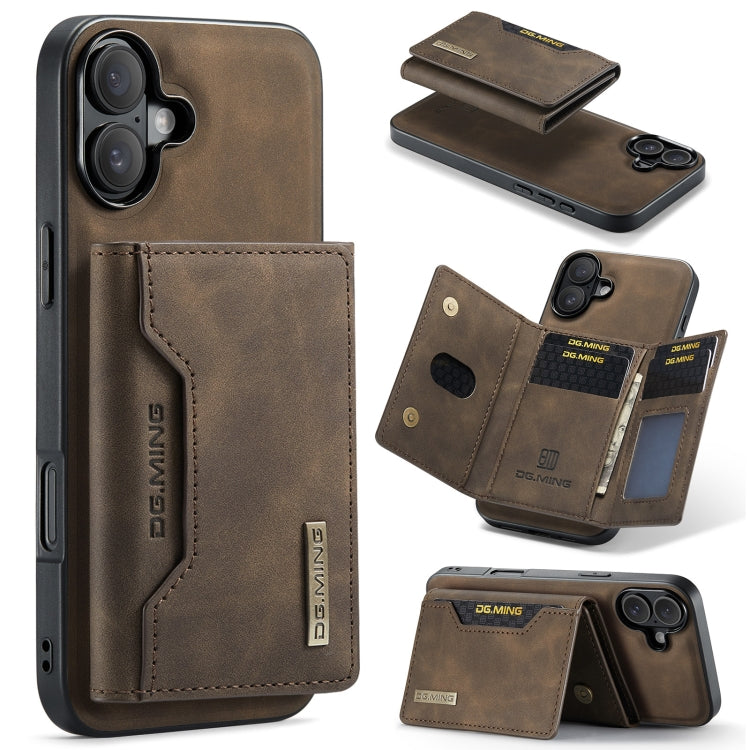 DG.MING M2 Series 3-Fold Card Bag Wallet Leather Phone Case, For iPhone Air, For iPhone 16 Pro Max, For iPhone 16 Pro, For iPhone 16 Plus
