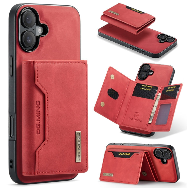 DG.MING M2 Series 3-Fold Card Bag Wallet Leather Phone Case, For iPhone 16, For iPhone 15 Pro Max, For iPhone 15 Pro, For iPhone 15 Plus