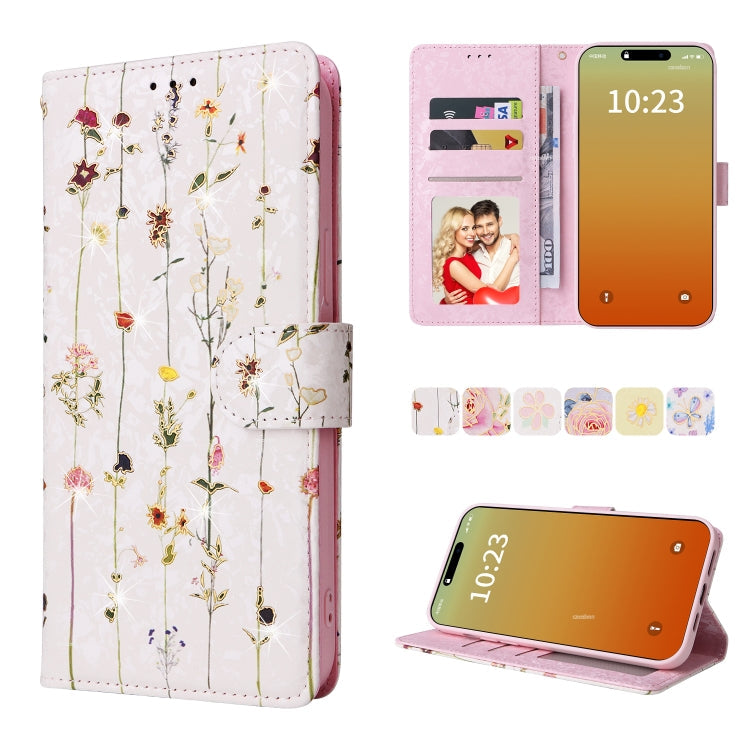 Bronzing Painting RFID Leather Case, For iPhone 16, For iPhone 15 Pro Max, For iPhone 15 Pro, For iPhone 15 Plus