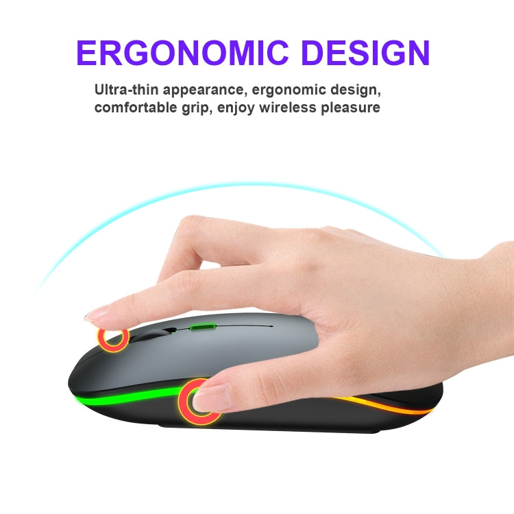 HXSJ M40 2.4GHZ 800,1200,1600dpi Third Gear Adjustment Colorful Wireless Mouse USB Rechargeable