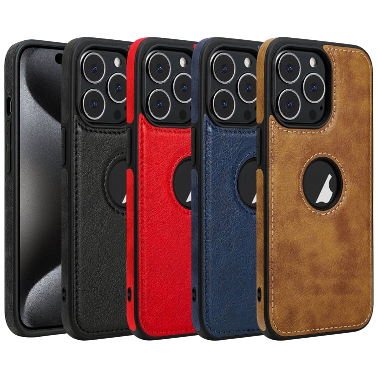 For iPhone 15 Plus Leather Texture Stitching Phone Case(Black)