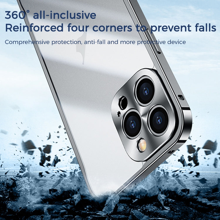 For iPhone 15 Pro Metal Frame Frosted PC Shockproof Phone Case(Silver)