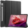 For Lenovo Tab P12/Xiaoxin Pad Pro 12.7 inch Custer Solid Color 3-Fold Stand Leather Tablet Case(Black)