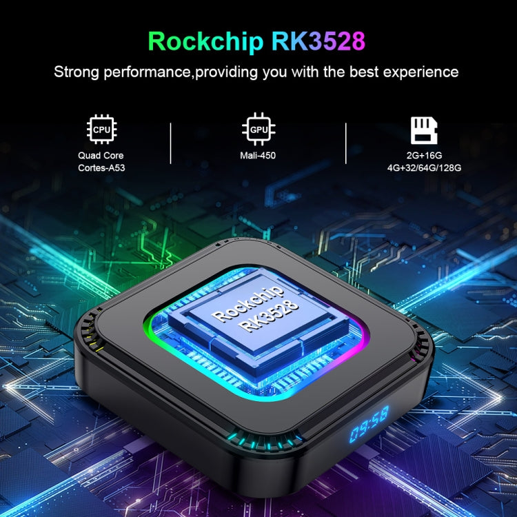 HK1 RBOX K8 8K Android 13.0 Smart TV Box with Remote Control, RK3528 Quad-Core, 2GB+16GB, 4GB+32GB, 4GB+64GB, 4GB+128GB