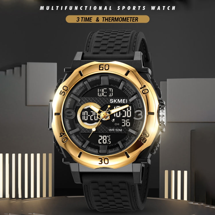 SKMEI 2098 Multifunctional Men 50M Waterproof Thermometer Dual Display Digital Wrist Watch