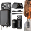 JEEHOOD C22 Series Zipper Wallet Leather Phone Case with Dual Lanyard, For iPhone 17 Pro Max, For iPhone 17 Pro, For iPhone Air, For iPhone 16 Pro Max