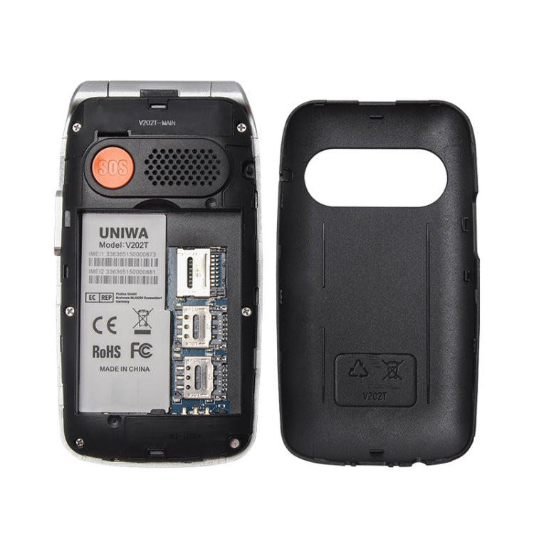 UNIWA V202T 4G Flip Style Phone, 2.4 inch Unisoc T107 Cat.1, SOS, FM, Dual SIM Cards, 21 Keys