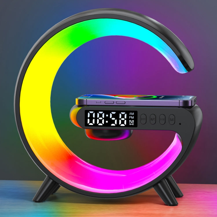 G69 G Shape Smart Bluetooth Speaker Support Wireless Charger & Alarm Clock & Wake-up Light, G69 (White), G69 (Black)
