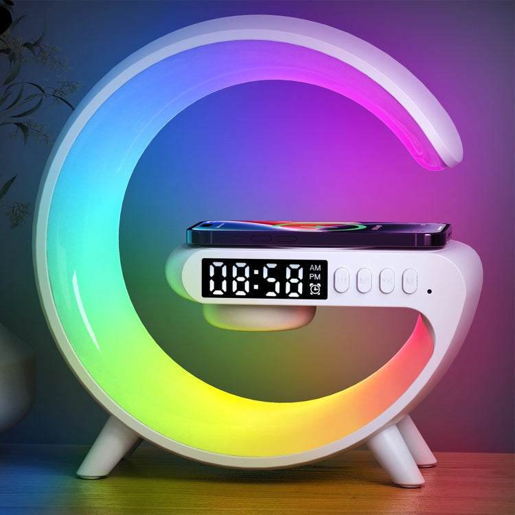 G69 G Shape Smart Bluetooth Speaker Support Wireless Charger & Alarm Clock & Wake-up Light, G69 (White), G69 (Black)