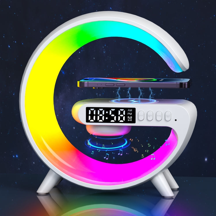 G69 G Shape Smart Bluetooth Speaker Support Wireless Charger & Alarm Clock & Wake-up Light, G69 (White), G69 (Black)