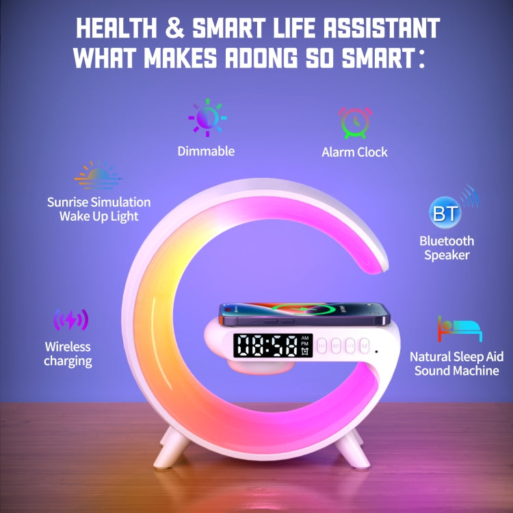 G69 G Shape Smart Bluetooth Speaker Support Wireless Charger & Alarm Clock & Wake-up Light, Without APP(Black)