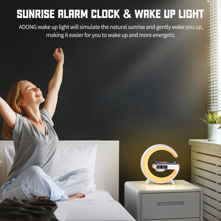 G69 G Shape Smart Bluetooth Speaker Support Wireless Charger & Alarm Clock & Wake-up Light, Without APP(Black)