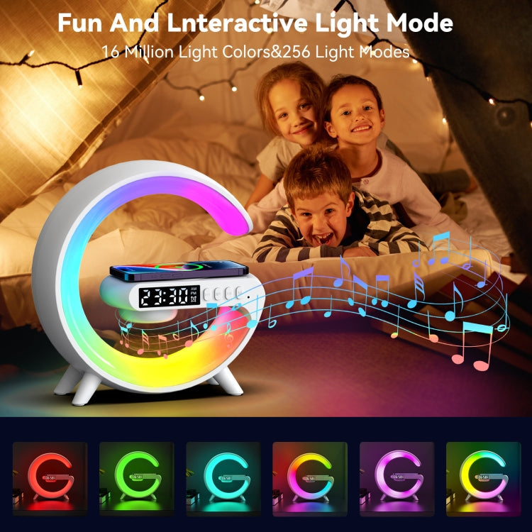 G69 G Shape Smart Bluetooth Speaker Support Wireless Charger & Alarm Clock & Wake-up Light, G69 (White), G69 (Black)