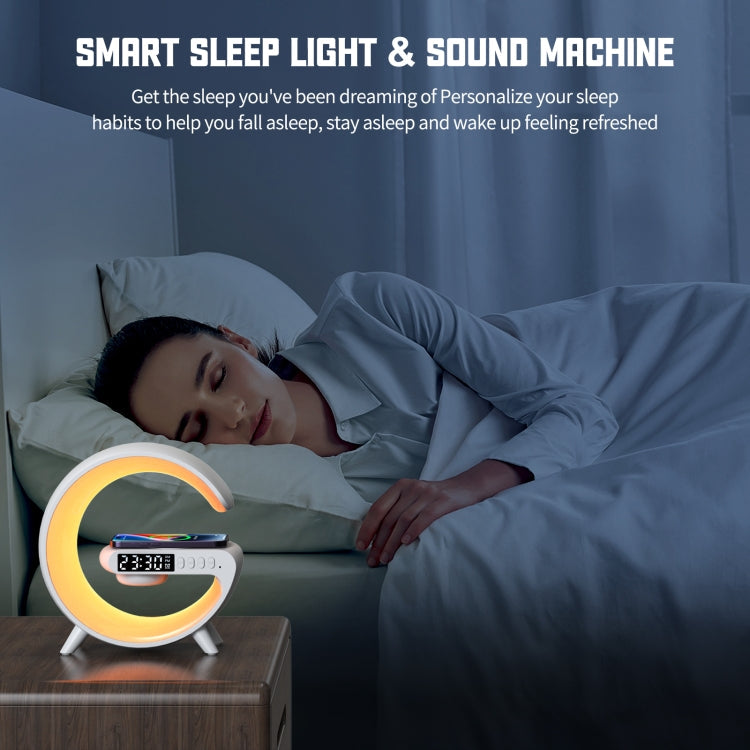 G69 G Shape Smart Bluetooth Speaker Support Wireless Charger & Alarm Clock & Wake-up Light, Without APP(Black)