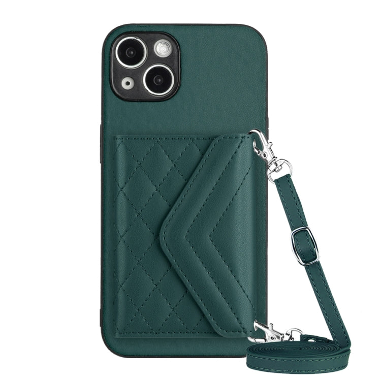 Rhombic Texture Card Bag RFID Phone Case with Long Lanyard, For iPhone SE 2022 / SE 2020, For iPhone 13 Pro Max, For iPhone 13 Pro, For iPhone 13