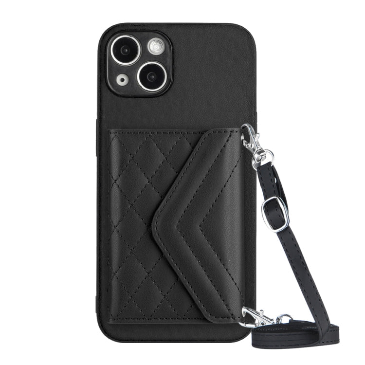 Rhombic Texture Card Bag RFID Phone Case with Long Lanyard, For iPhone SE 2022 / SE 2020, For iPhone 13 Pro Max, For iPhone 13 Pro, For iPhone 13