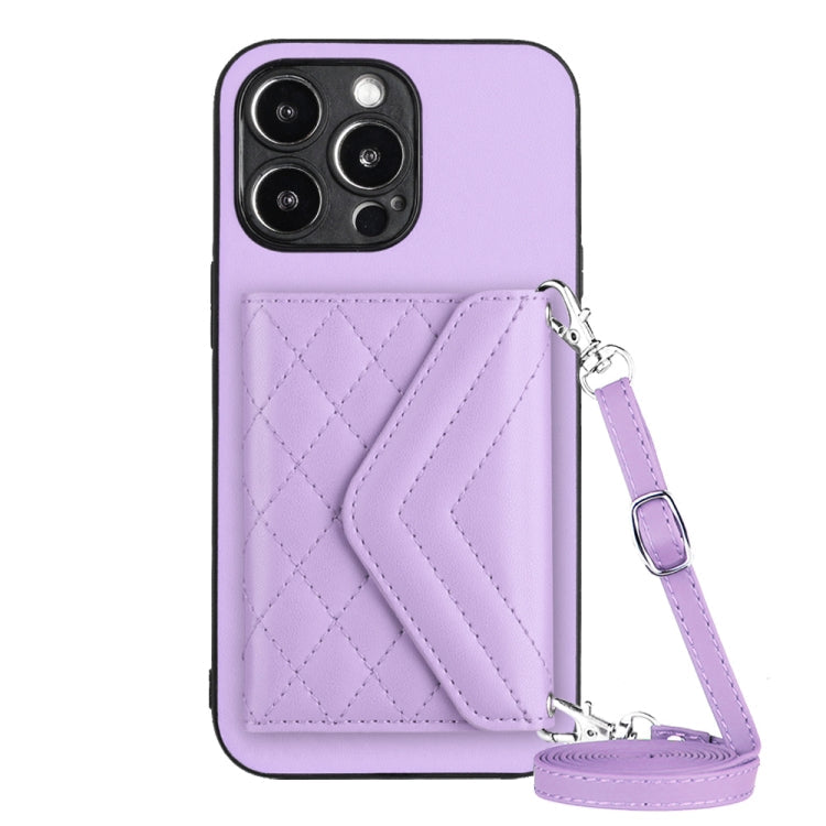 Rhombic Texture Card Bag RFID Phone Case with Long Lanyard, For iPhone SE 2022 / SE 2020, For iPhone 13 Pro Max, For iPhone 13 Pro, For iPhone 13
