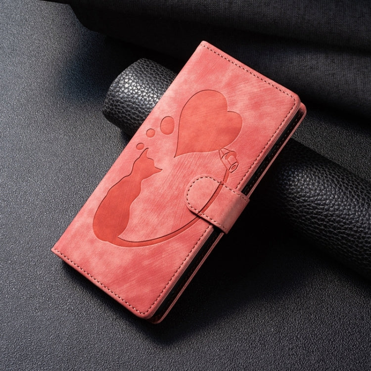Pen Heart Cat Embossed Leather Phone Case, For iPhone 7 / 8 / SE 2022, For iPhone 13 Pro Max, For iPhone 13 Pro, For iPhone 13