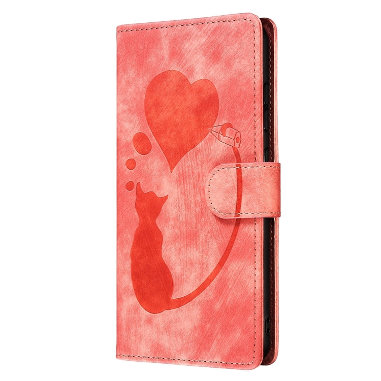 Pen Heart Cat Embossed Leather Phone Case, For iPhone 7 / 8 / SE 2022, For iPhone 13 Pro Max, For iPhone 13 Pro, For iPhone 13