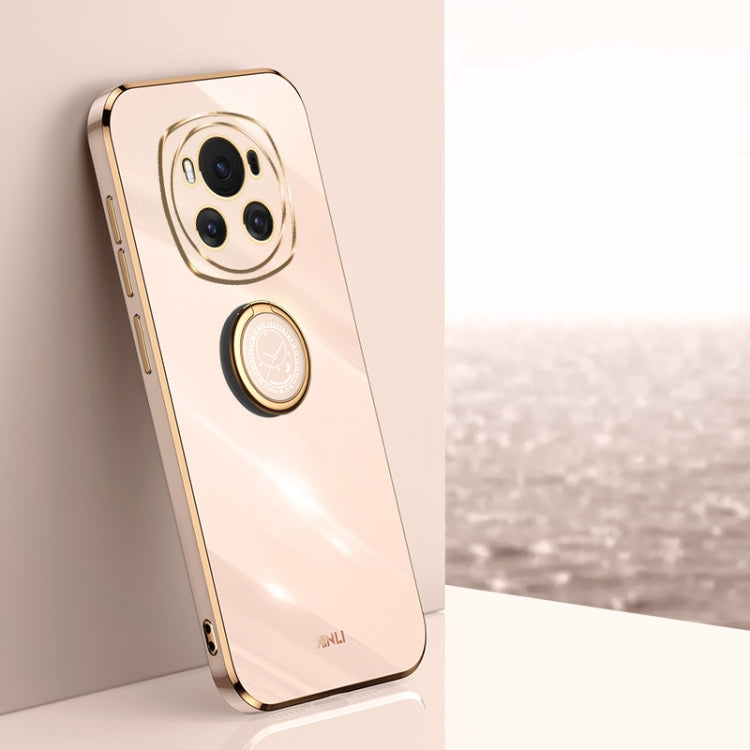 XINLI Straight 6D Plating Gold Edge TPU Shockproof Case with Ring Holder, For Honor Magic6 5G