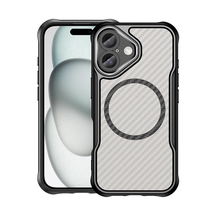 Carbon Fiber Texture MagSafe Translucent Phone Case, For iPhone 16 Pro, For iPhone 16 Plus, For iPhone 16, For iPhone 15 Pro Max, For iPhone 15 Pro, For iPhone 15 Plus / 14 Plus
