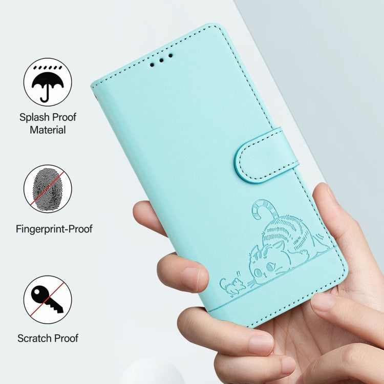 Cat Rat Embossed Pattern RFID Leather Phone Case with Lanyard, For iPhone 13 mini, For iPhone 12/12 Pro, For iPhone 12 Pro Max, For iPhone 12 mini