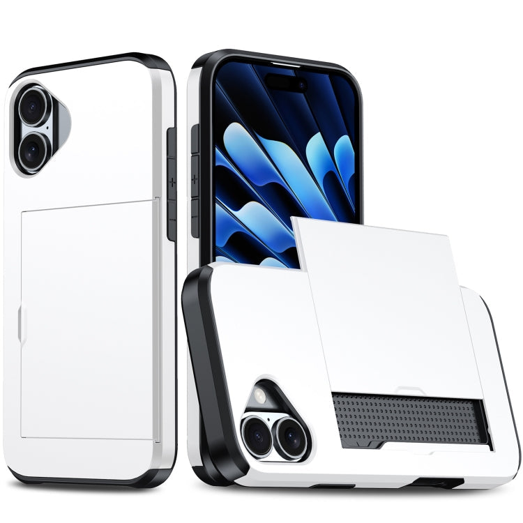 Shockproof Armor Phone Case with Card Slot, For iPhone 16 Pro, For iPhone 16 Plus
