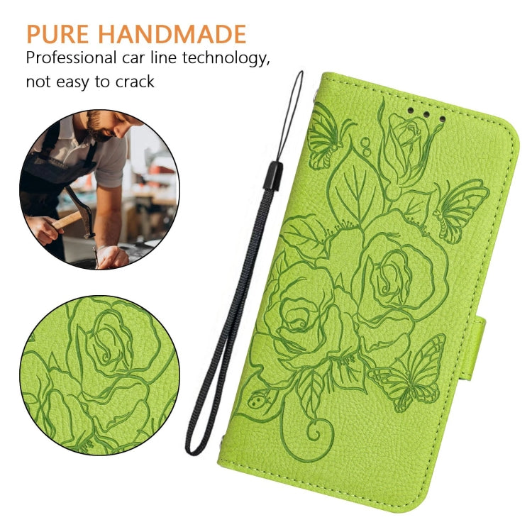 Embossed Rose RFID Anti-theft Leather Phone Case, For iPhone 16, For iPhone 15 Pro Max, For iPhone 15 Pro, For iPhone 15 Plus