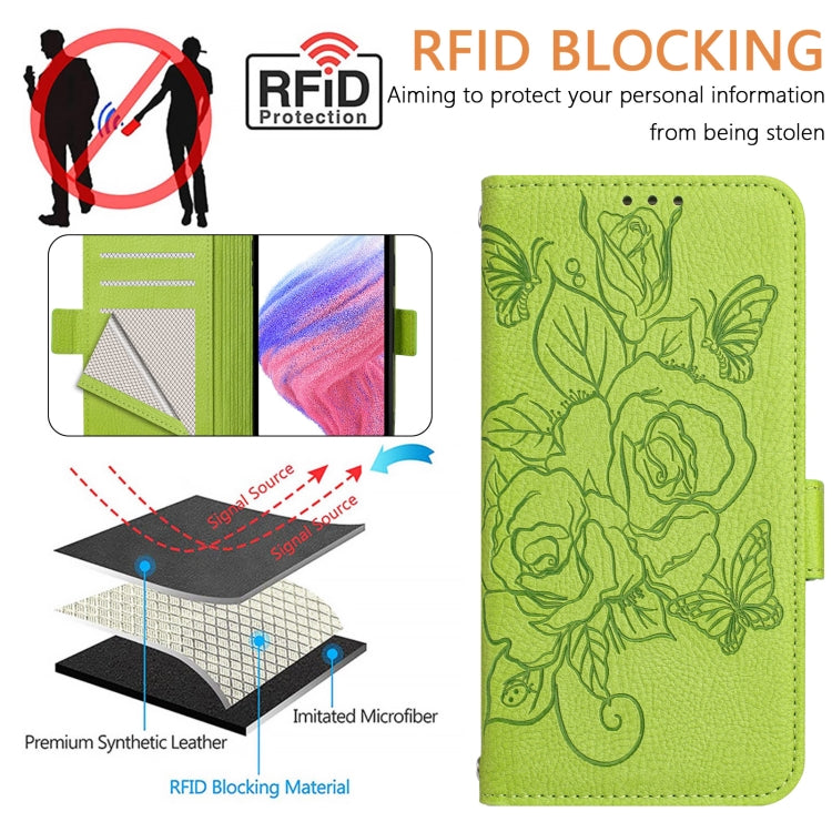 Embossed Rose RFID Anti-theft Leather Phone Case, For iPhone SE 2024, For iPhone 16 Pro Max, For iPhone 16 Pro, For iPhone 16 Plus