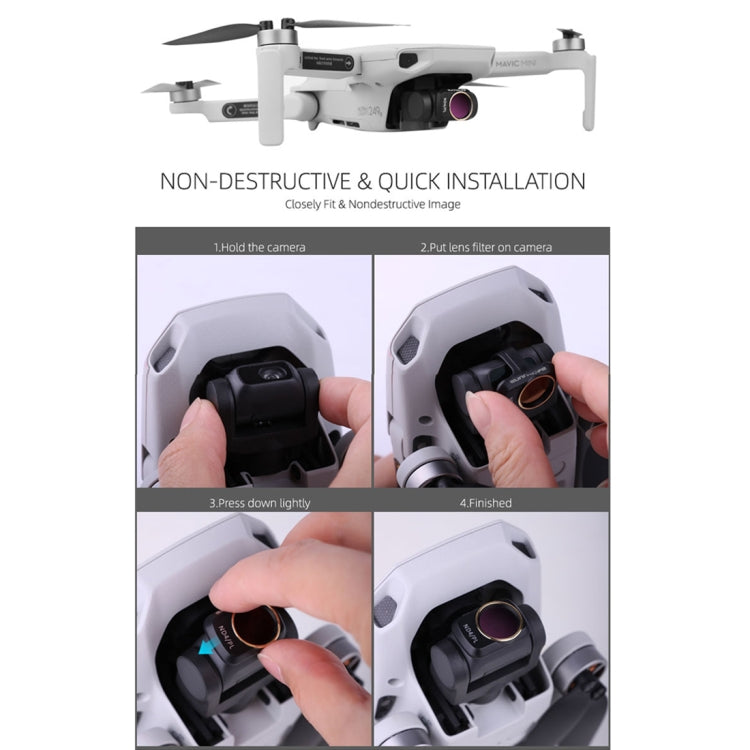 Sunnylife MM-FI9256 For DJI Mavic mini 4 In 1 Drone ND4+ND8+ND16+ND32 Lens Filter, ND4+ND8+ND16+ND32