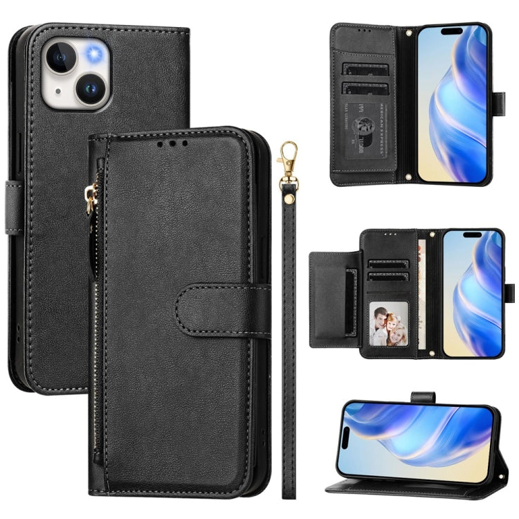 Multi-Card Slots Zipper Wallet Leather Phone Case, For iPhone 15, For iPhone 14 Plus, For iPhone 14 / 13, For iPhone 14 Pro