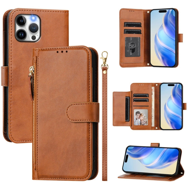 Multi-Card Slots Zipper Wallet Leather Phone Case, For iPhone 13 mini, For iPhone 12 / 12 Pro, For iPhone 12 Pro Max, For iPhone 12 mini
