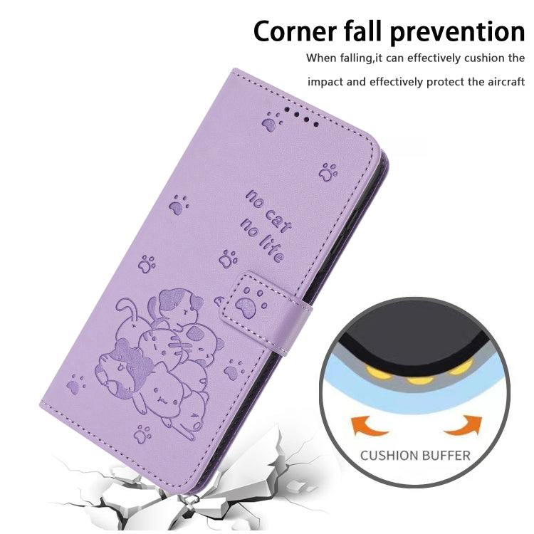 Embossed Kitten Phone Leather Case with Lanyard, For Motorola Moto G14, For Motorola Moto G Stylus 2023 4G, For Motorola Edge 40