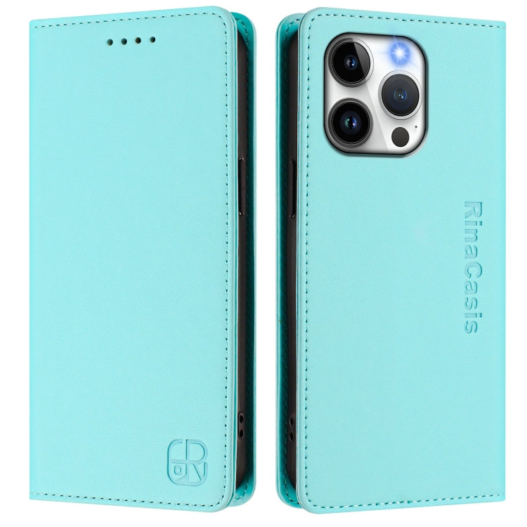 RC01 Dual-Folded Magnetic Suction RFID Leather Phone Case, For iPhone 13 Pro Max, For iPhone 13 Pro, For iPhone 13 mini