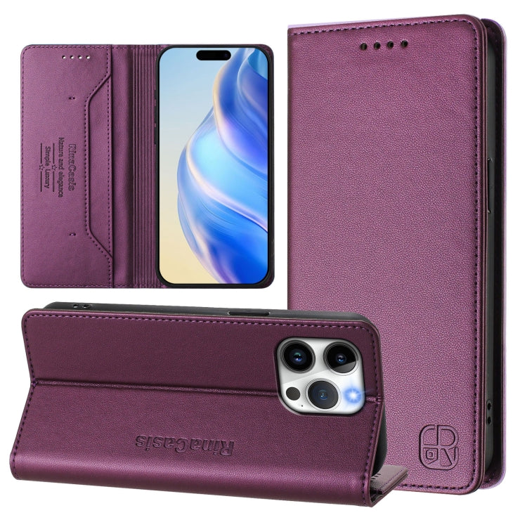 RC01 Dual-Folded Magnetic Suction RFID Leather Phone Case, For iPhone 13 Pro Max, For iPhone 13 Pro, For iPhone 13 mini