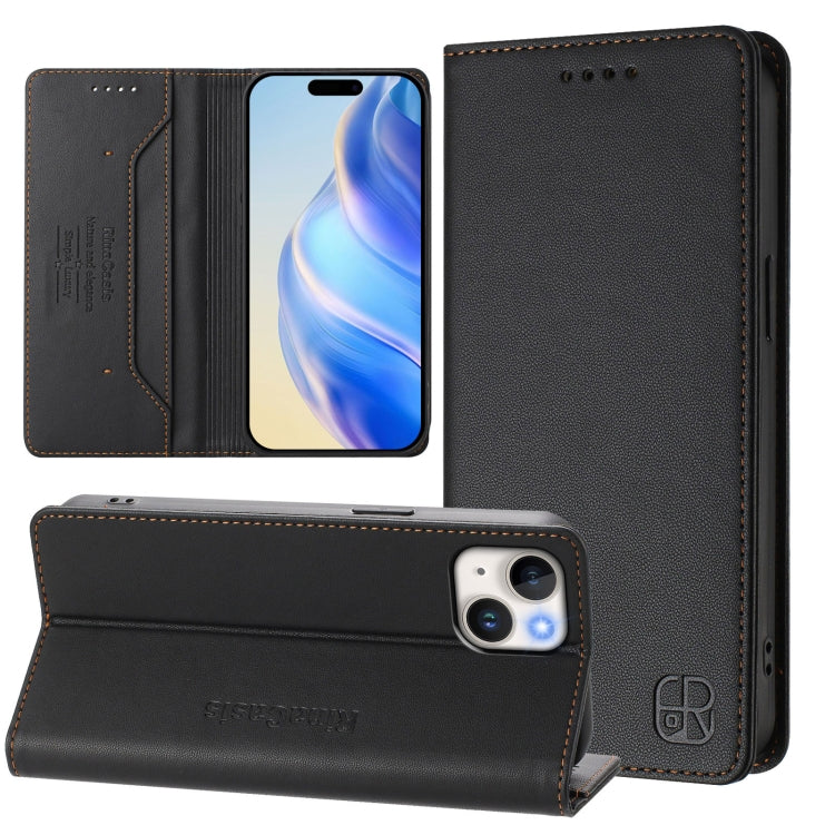 RC01 Dual-Folded Magnetic Suction RFID Leather Phone Case, For iPhone 13 Pro Max, For iPhone 13 Pro, For iPhone 13 mini