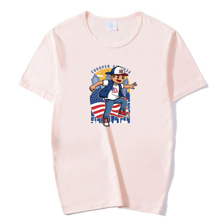 Boy Printed Round Neck Modal Short Sleeve T-shirt Print On Your Demand, POD T-Shirt, S, S, POD T-Shirt, M