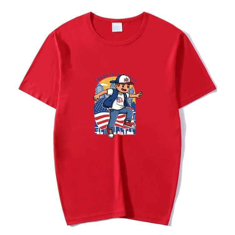 Boy Printed Round Neck Modal Short Sleeve T-shirt Print On Your Demand, POD T-Shirt, S, S, POD T-Shirt, M