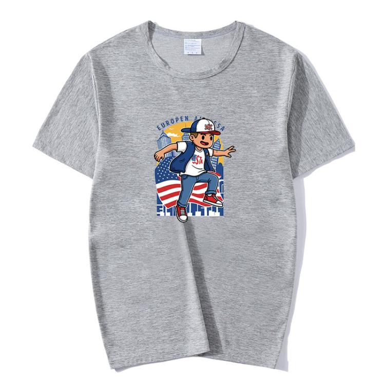 Boy Printed Round Neck Modal Short Sleeve T-shirt Print On Your Demand, POD T-Shirt, S, S, POD T-Shirt, M