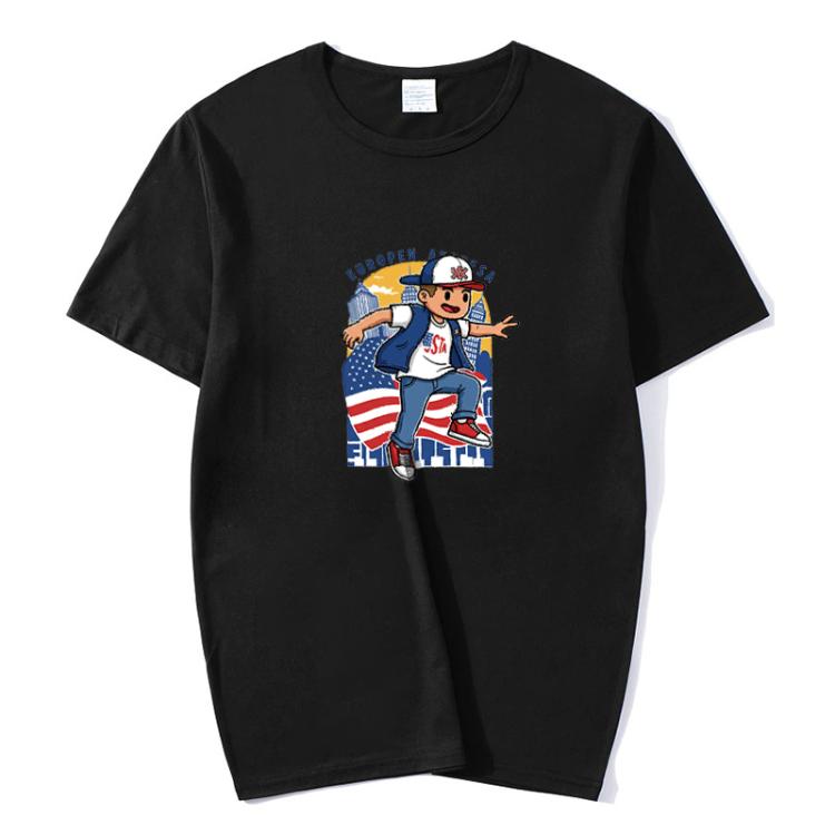 Boy Printed Round Neck Modal Short Sleeve T-shirt Print On Your Demand, M, POD T-Shirt, L