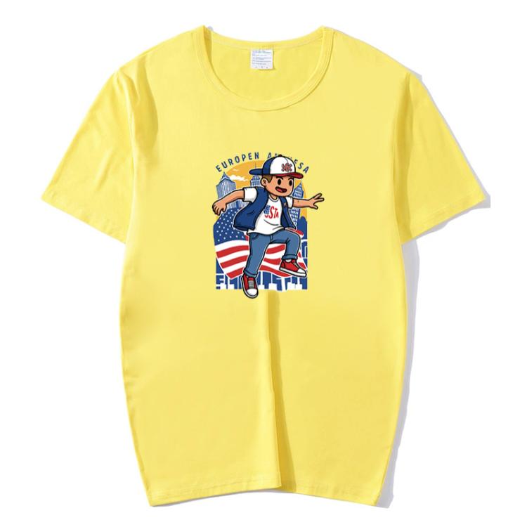 Boy Printed Round Neck Modal Short Sleeve T-shirt Print On Your Demand, M, POD T-Shirt, L