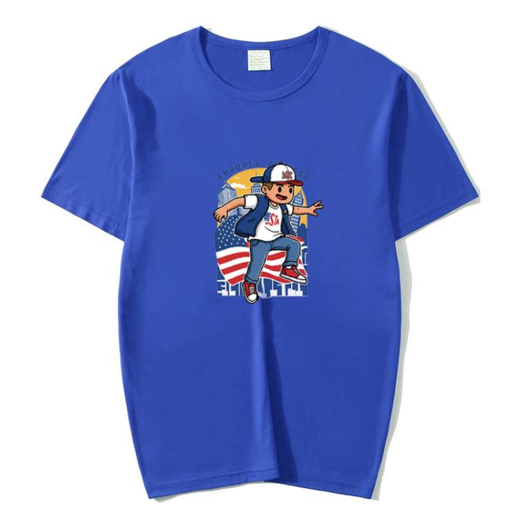 Boy Printed Round Neck Modal Short Sleeve T-shirt Print On Your Demand, XL, POD T-Shirt, XXL