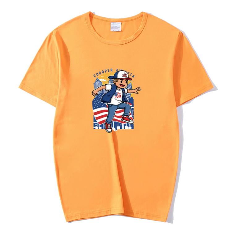 Boy Printed Round Neck Modal Short Sleeve T-shirt Print On Your Demand, XL, POD T-Shirt, XXL