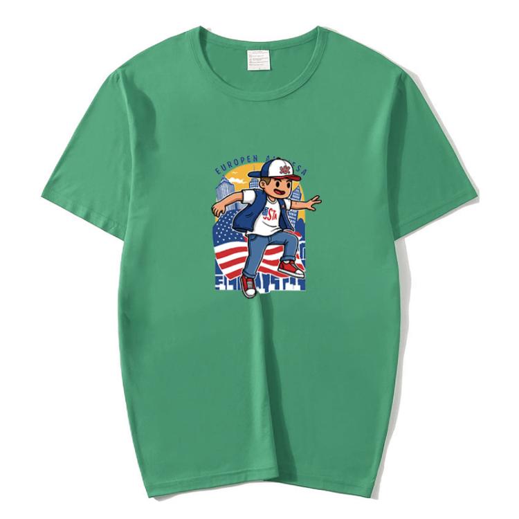 Boy Printed Round Neck Modal Short Sleeve T-shirt Print On Your Demand, XXXXL, POD T-Shirt, XXXXXL