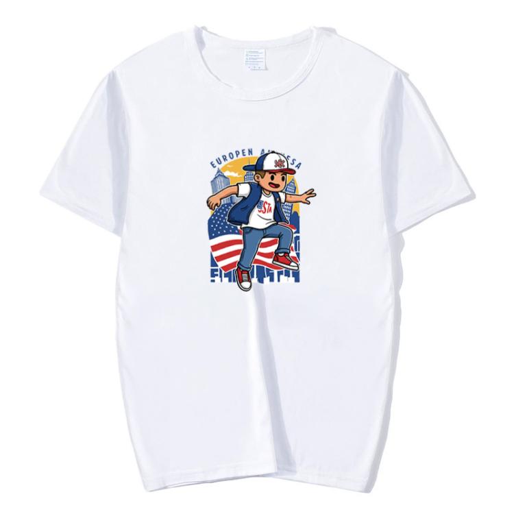 Boy Printed Round Neck Modal Short Sleeve T-shirt Print On Your Demand, XXXXL, POD T-Shirt, XXXXXL