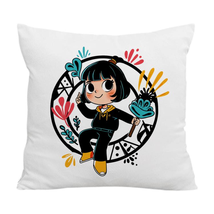 Girl Printed Sofa Pillow Case No Core Print On Your Demand, 50x50cm, 60x60cm
